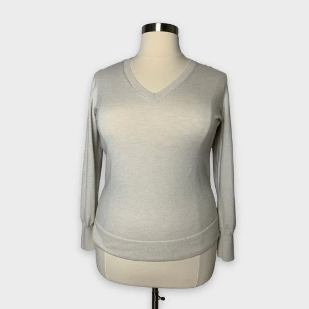 Banana Republic Size XL Cream Merino Wool Knit Sweater